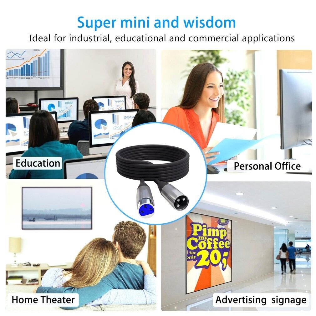 XLR Microphone MIC 3-Pin Male To Female Cable Cord Connector Extension Shielded