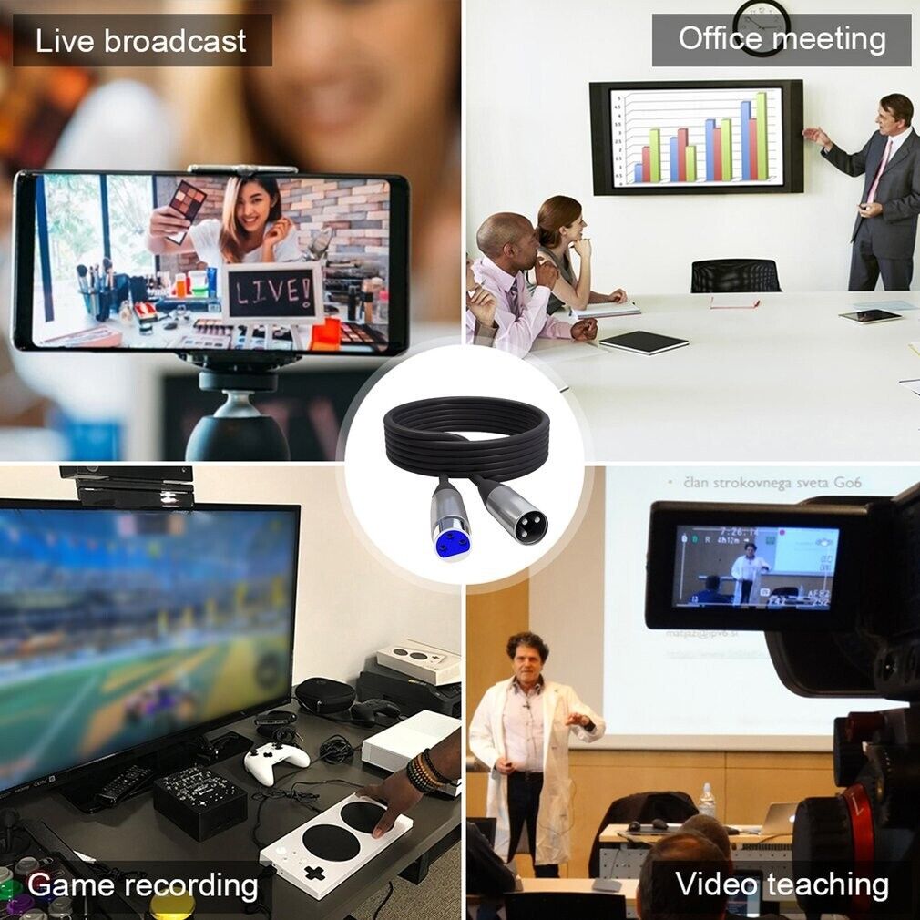 XLR Microphone MIC 3-Pin Male To Female Cable Cord Connector Extension Shielded