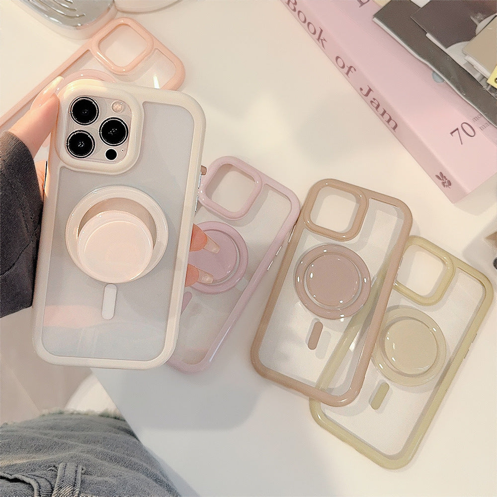 Simple Ins Solid Color Magnetic Bracket iPhone Case