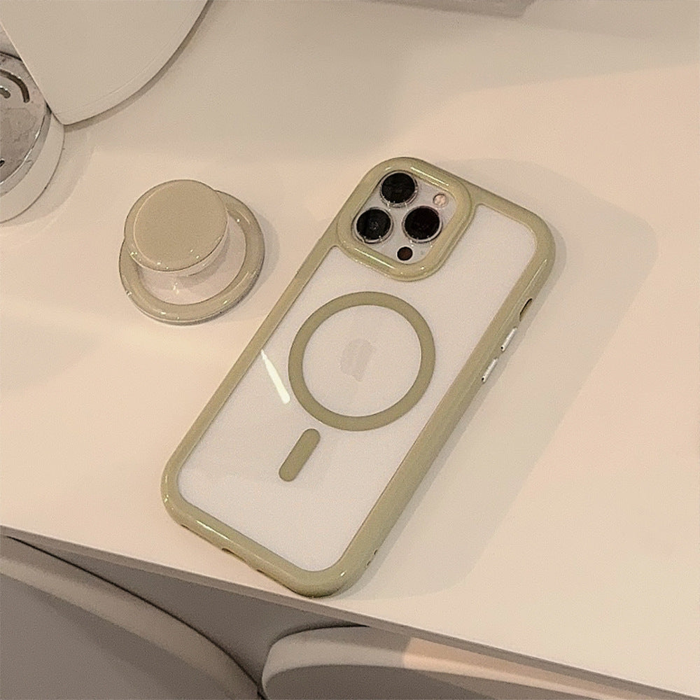 Simple Ins Solid Color Magnetic Bracket iPhone Case