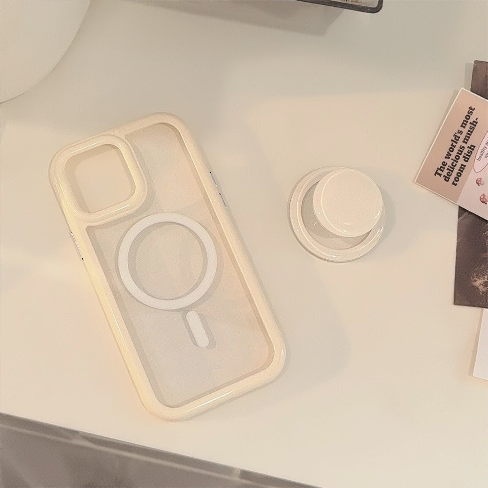 Simple Ins Solid Color Magnetic Bracket iPhone Case