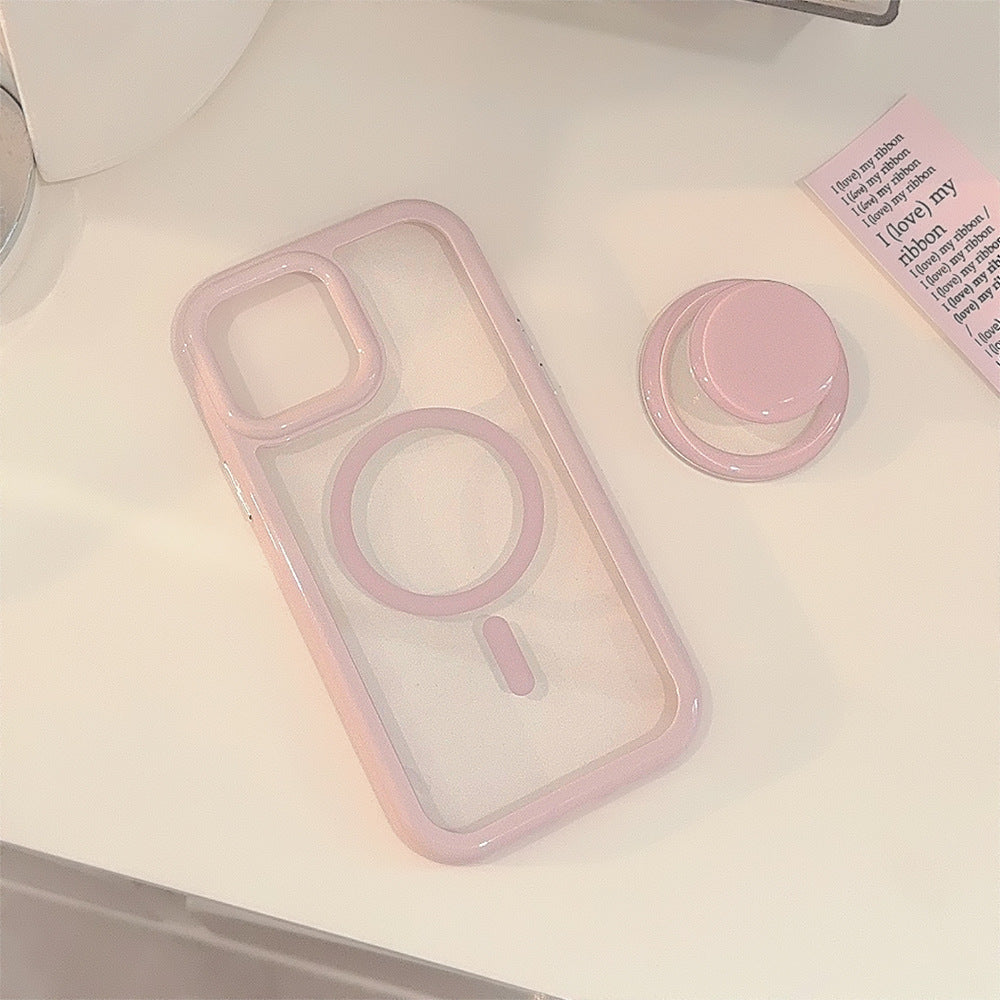 Simple Ins Solid Color Magnetic Bracket iPhone Case