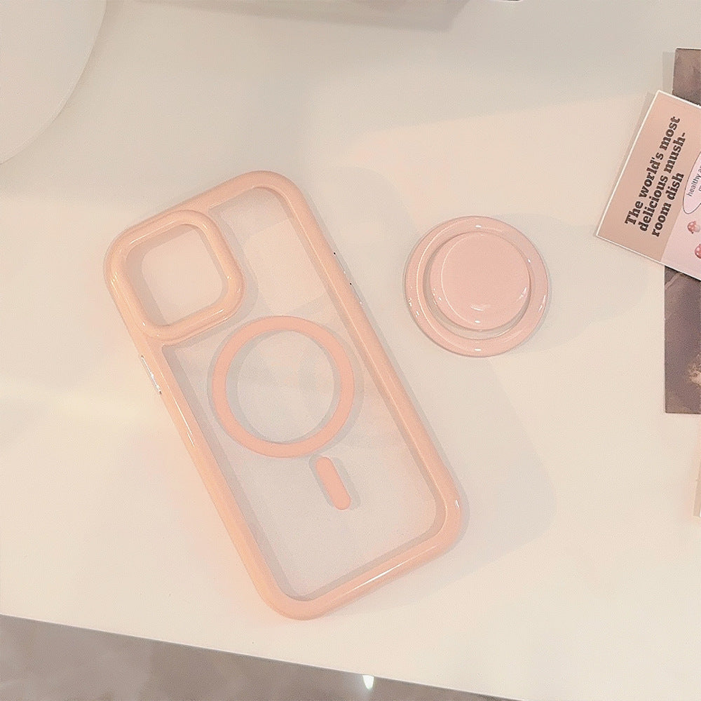 Simple Ins Solid Color Magnetic Bracket iPhone Case